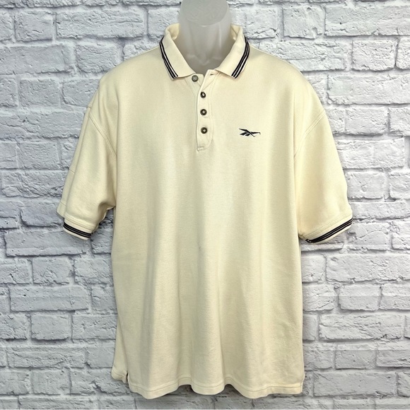Reebok Shirts 9s Vintage Reebok Mens Cream Pique Cotton Short